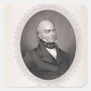 John Quincy Adams Fyrkantigt Klistermärke