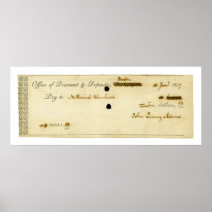 John Quincy Adams ORIGINAL Signed Check Poster