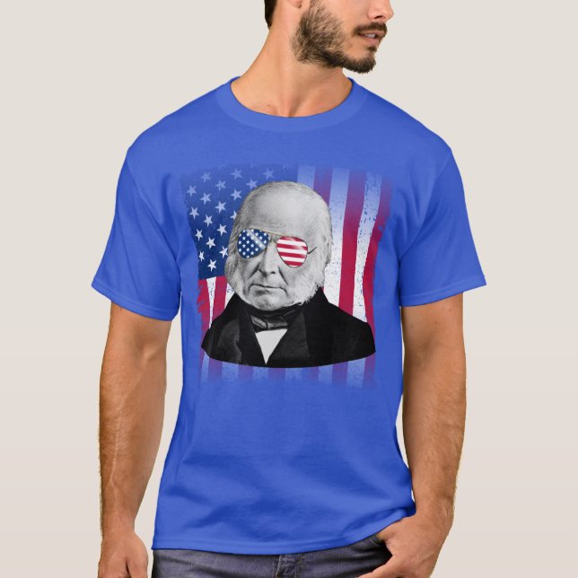 John Quincy Adams Patriotic American 4th of July T Shirt (Framsida)