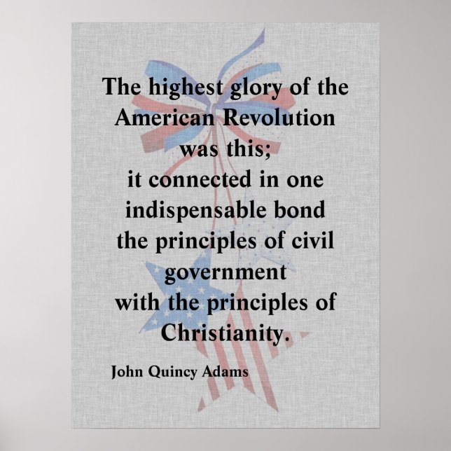 John Quincy Adams Patriotic Religiösa Quote Poster (Framsidan)