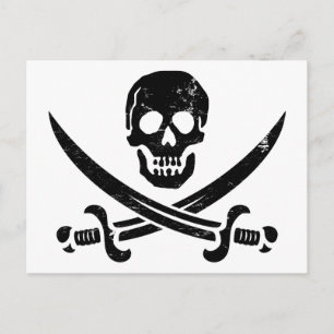 John Rackham (Calico Jack) Pirat Flagga Jolly Roge Vykort