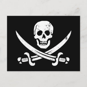 John Rackham (Calico Jack) Pirat Flagga Jolly Roge Vykort