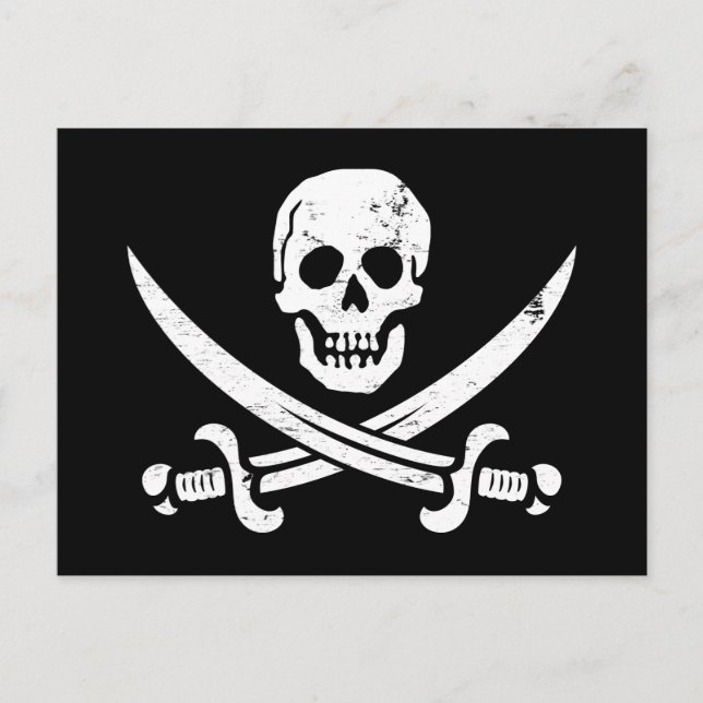 John Rackham (Calico Jack) Pirat Flagga Jolly Roge Vykort (Framsida)