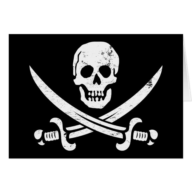 John Rackham (Calicojack) piratflagga Jolly Roger Hälsningskort (Framsidan Horizontal)
