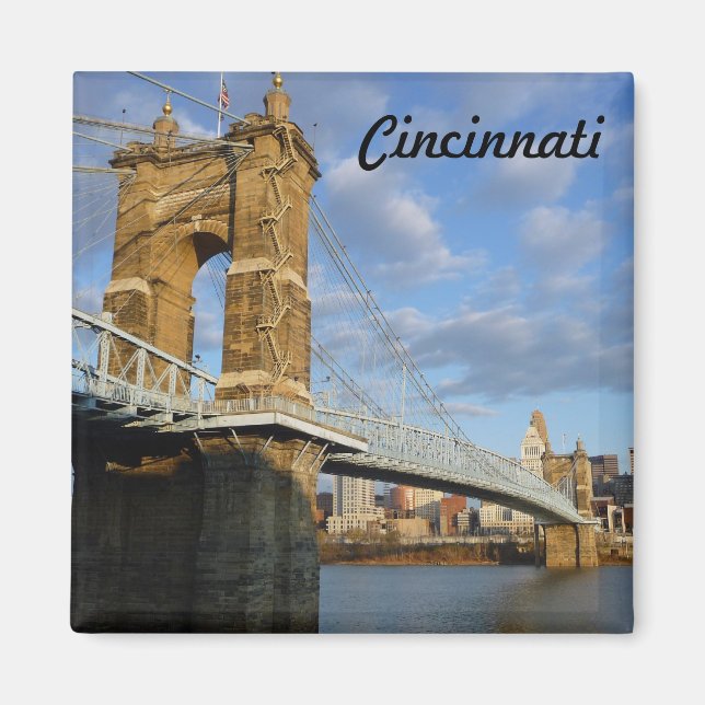 John Roebling Bridge Cincinnati Photo Magnet (Framsidan)