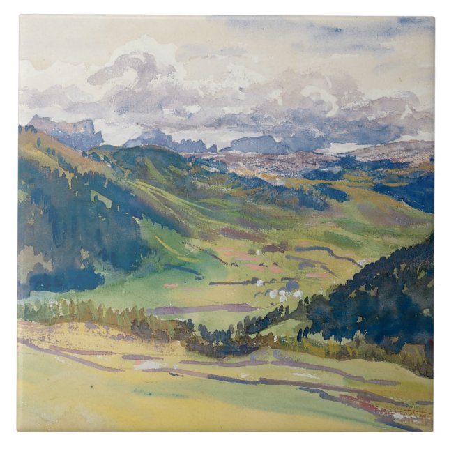 John sångare Sargent - öppen dal, Dolomites Kakelplatta (Framsidan)