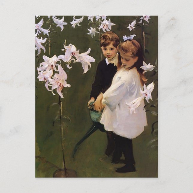 John Sargent- Garden Study of the Vickers Children Vykort (Framsida)