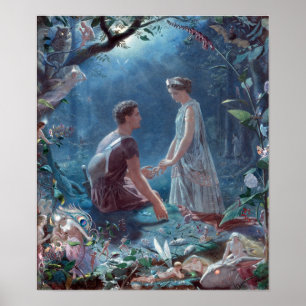 John Simmons Hermia och Lysander A Midsommar Natt Poster