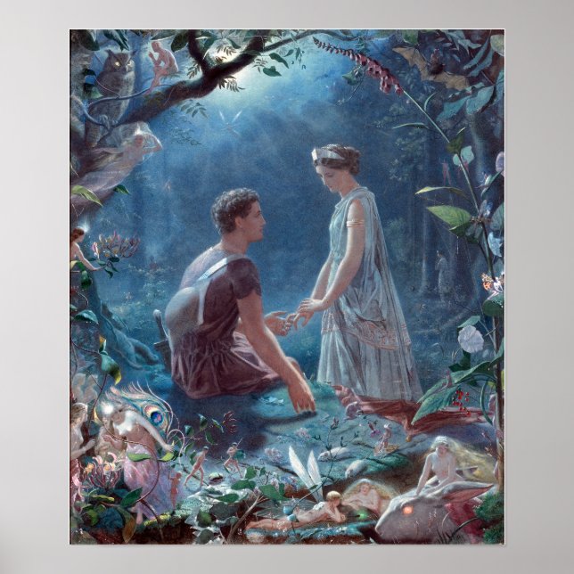 John Simmons Hermia och Lysander A Midsommarnatt Poster (Framsidan)