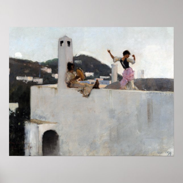 John Singer Sargent Capri Girl på en tak Poster (Framsidan)