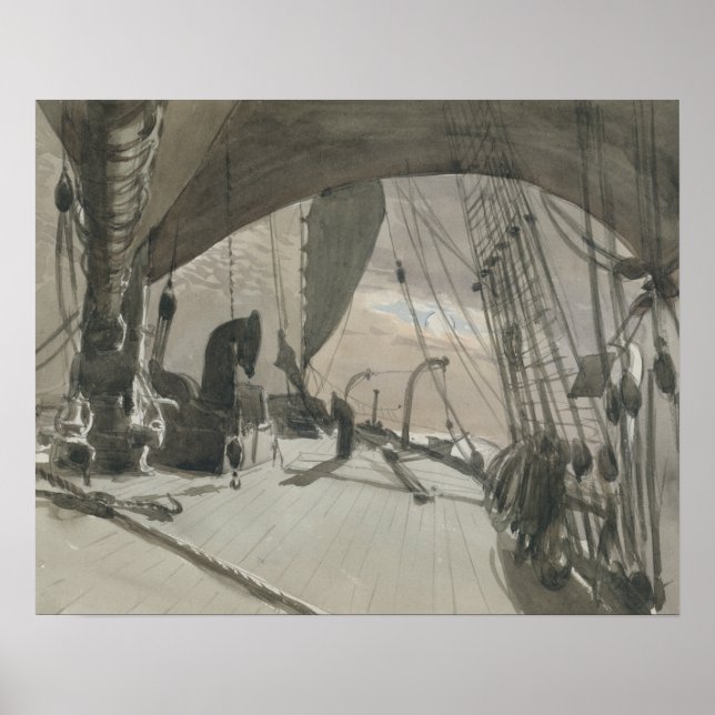 John Singer Sargent - Deck of Frakt in Moonlight Poster (Framsidan)