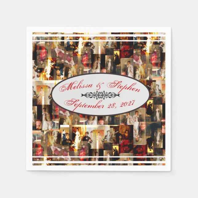 .John Singer Sargent Elegant Dam Porträtt Collage Pappersservett (Framsidan)