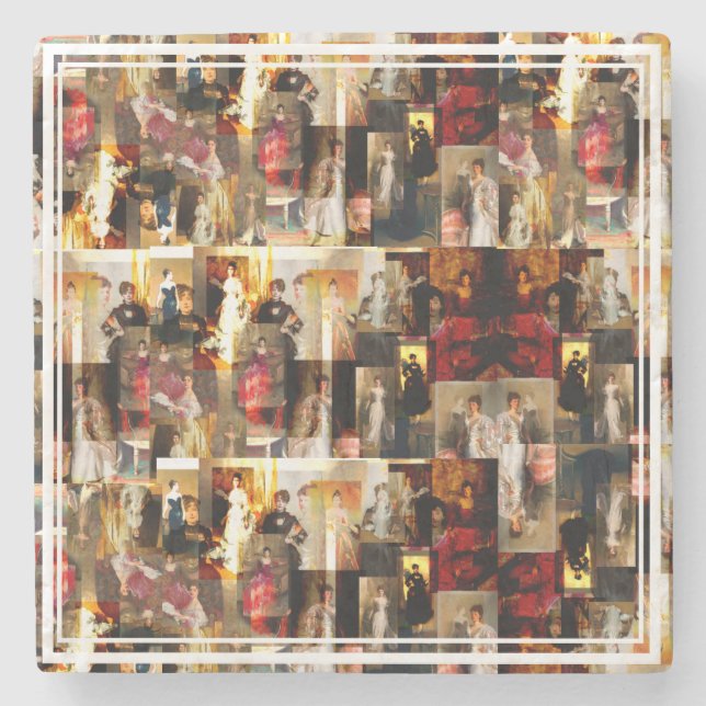 .John Singer Sargent Elegant Dam Porträtt Collage Stenunderlägg (Framsidan)