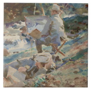 John Singer Sargent - en konstnär på hans Easel Kakelplatta