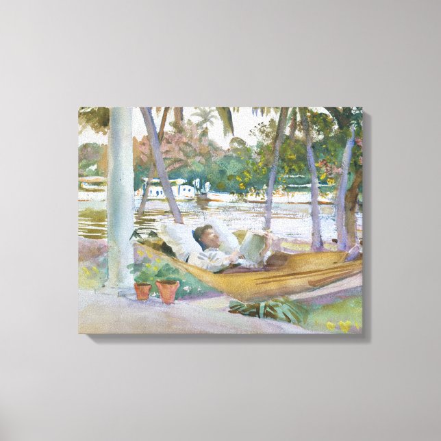 John Singer Sargent - Figur in Hammock, Florida Canvastryck (Framsida)