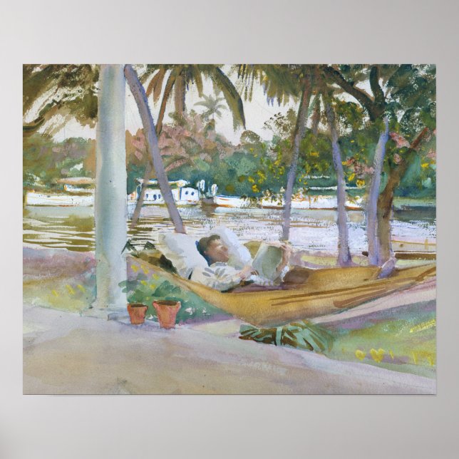 John Singer Sargent - Figur in Hammock, Florida Poster (Framsidan)