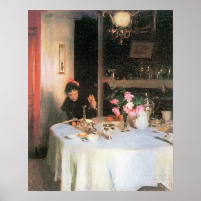 John Singer Sargent - frukosten bord Poster (Framsidan)