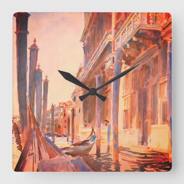 John Singer Sargent Gondola Moorings Venice Fyrkantig Klocka (Framsida)