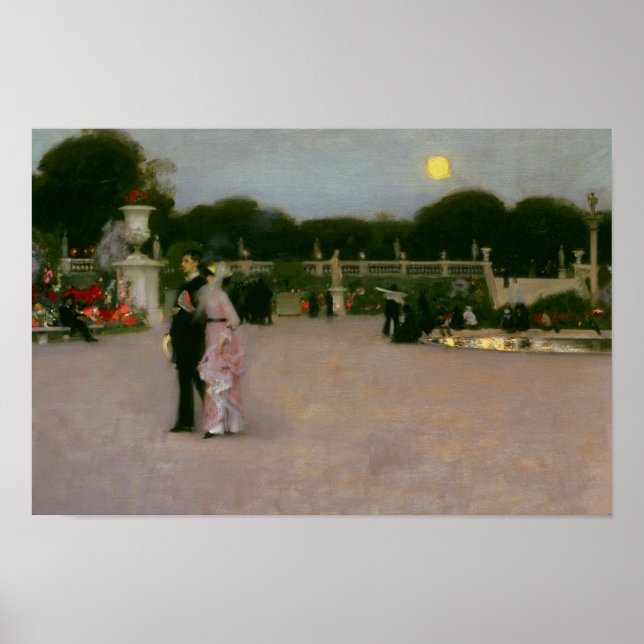 John Singer Sargent - i luxemburgska trädgårdar Poster (Framsidan)