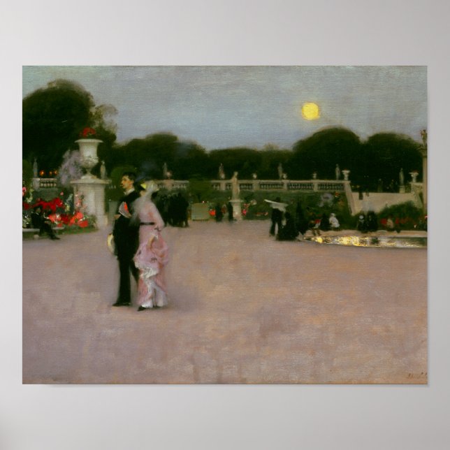 John Singer Sargent - i luxemburgska trädgårdar Poster (Framsidan)