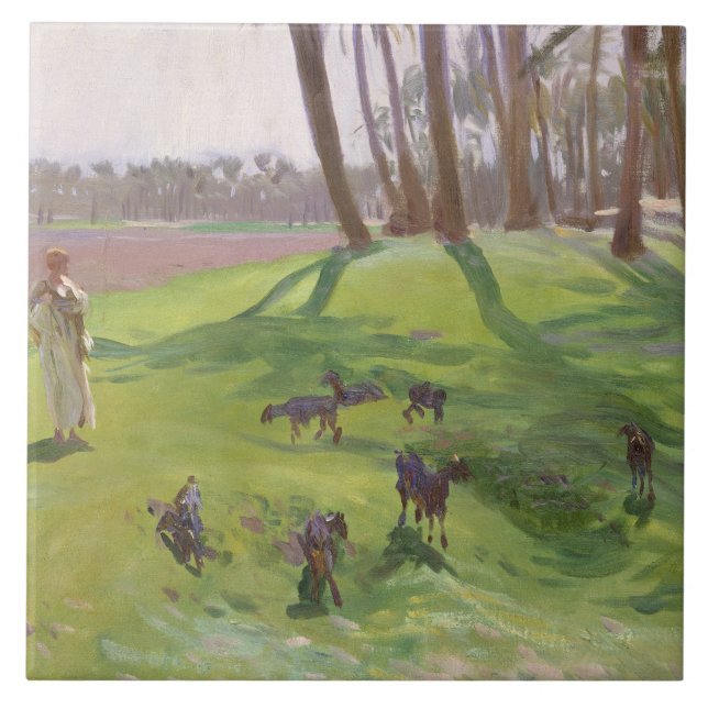 John Singer Sargent - Liggande med Goatherd Kakelplatta (Framsidan)