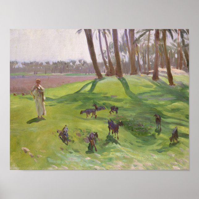 John Singer Sargent - Liggande med Goatherd Poster (Framsidan)