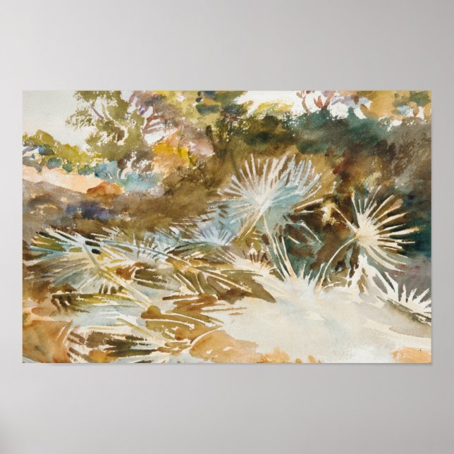 John Singer Sargent - Liggande med Palmettos Poster (Framsidan)