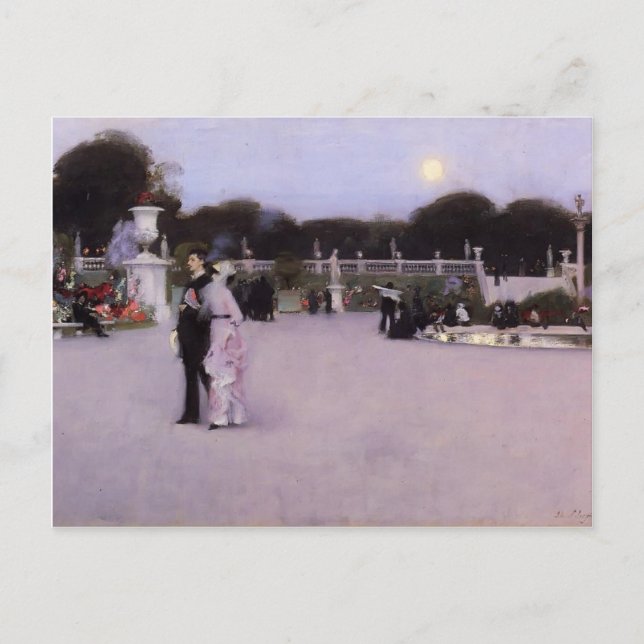 John Singer Sargent-Luxembourg Gardens i Twilight Vykort (Framsida)