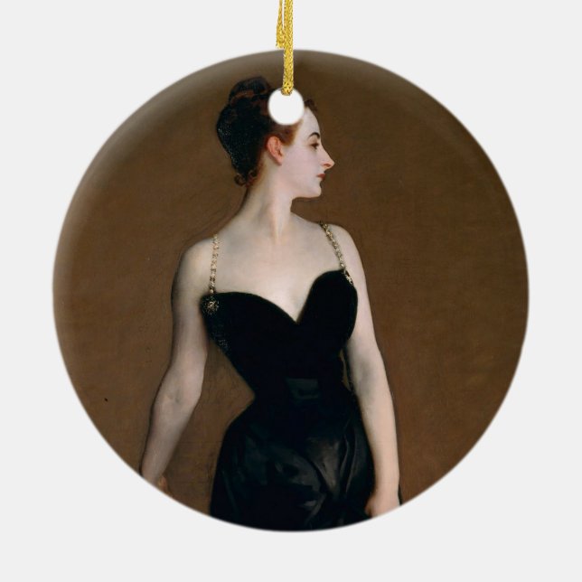 John Singer Sargent Madame X Classic Porträtt Julgransprydnad Keramik (Baksidan)