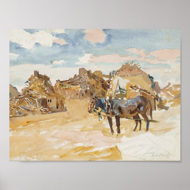 John Singer Sargent - Mules and Ruins Poster (Framsidan)