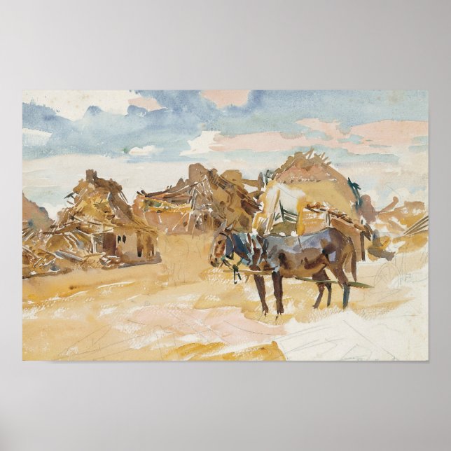 John Singer Sargent - Mules and Ruins Poster (Framsidan)