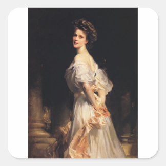 John Singer Sargent - Nancy Astor - Fine Art Fyrkantigt Klistermärke