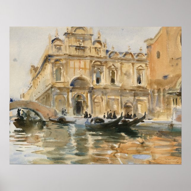 John Singer Sargent - Rio dei Mendicanti, Venedig Poster (Framsidan)