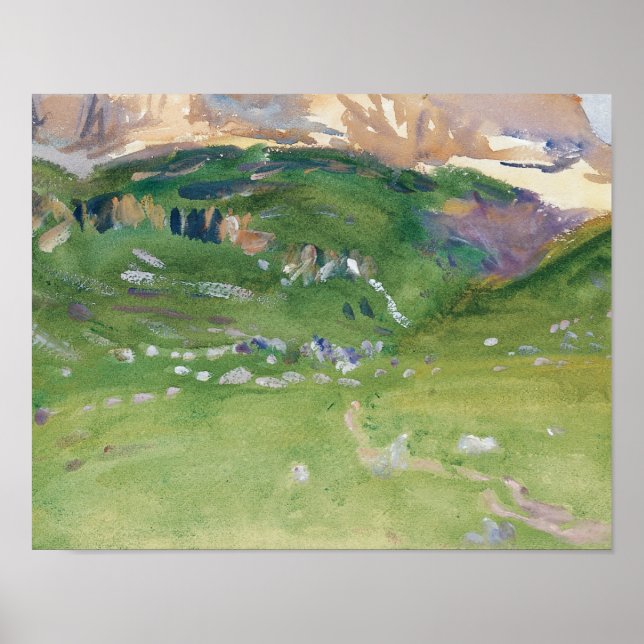 John Singer Sargent - Sellar Alp, Dolomites Poster (Framsidan)