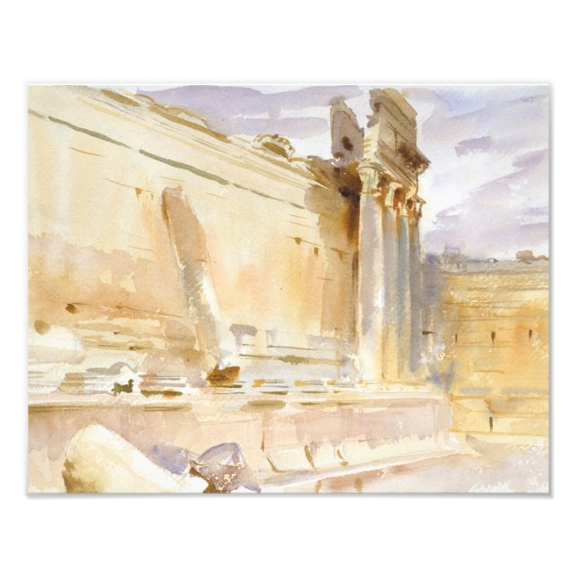John Singer Sargent - Temple of Bacchus, Baalbek Fototryck (Framsidan)
