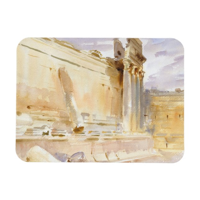 John Singer Sargent - Temple of Bacchus, Baalbek Magnet (Horisontell)