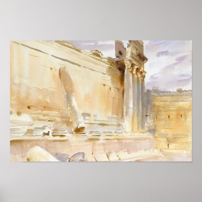 John Singer Sargent - Temple of Bacchus, Baalbek Poster (Framsidan)