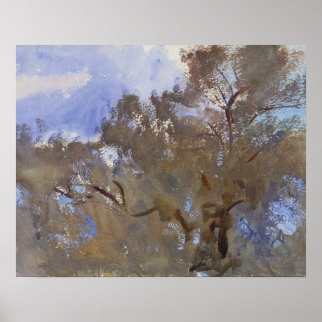 John Singer Sargent - Treetops mot Himlar Poster (Framsidan)