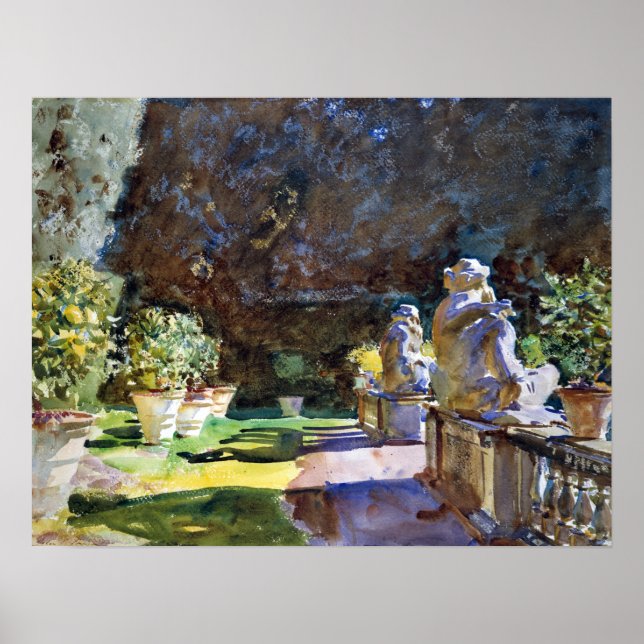 John Singer Sargent Villa di Marlia, Lucca A Fount Poster (Framsidan)