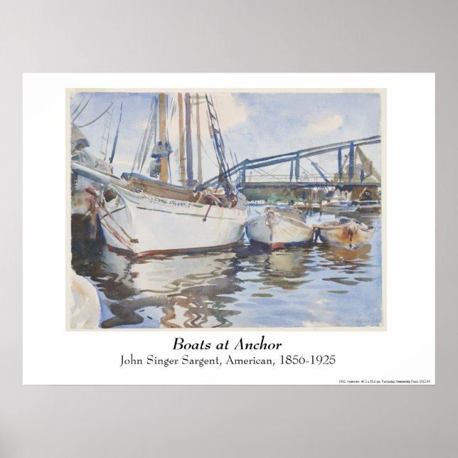 John Singer Sargent Watercolor - Sjölandskap Poster (Framsidan)