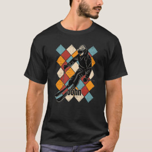 John Skiing Slopes Vintage Skier Name T Shirt