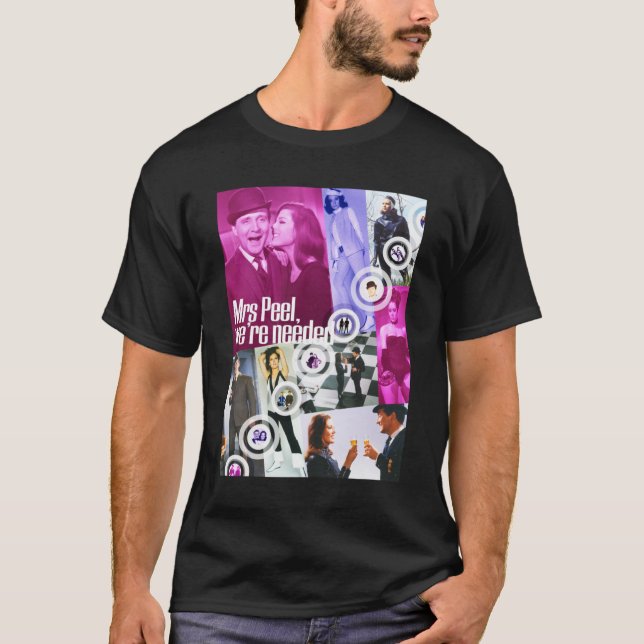 JOHN STEED och EMMA PEEL 1960 s SPYFi Pop Art T Shirt (Framsida)