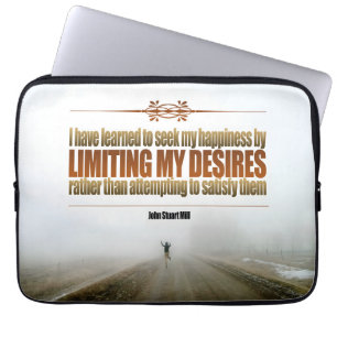 John Stuart Mill Inspirational Quote "Happiness" Laptop Fodral