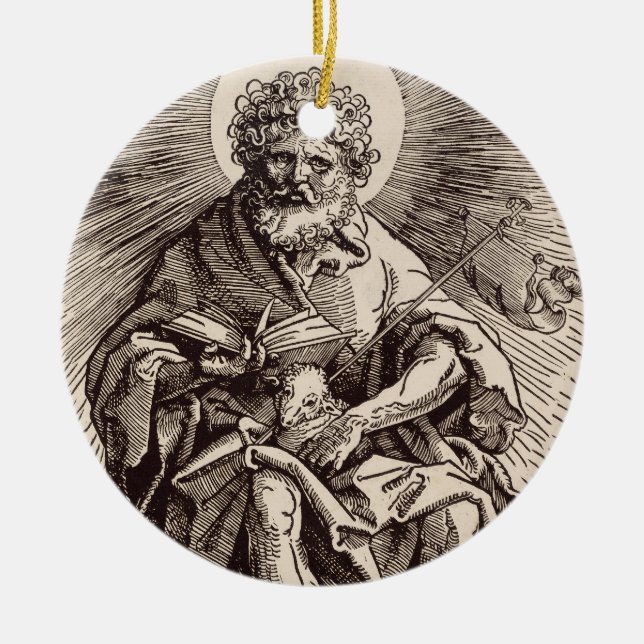 John the Baptist Holding the Lamb Julgransprydnad Keramik (Framsidan)