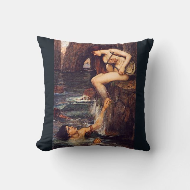 John W. Waterhouse Pre-Raphaelite Siren Pillow Kudde (Framsida)