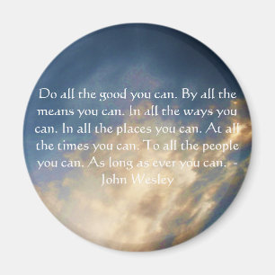 John Wesley Living Citote with Blå himmel Clouds Magnet