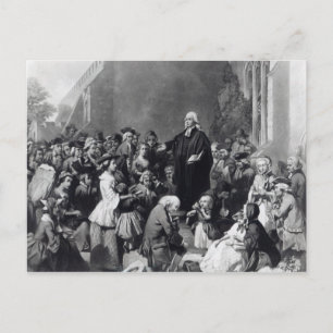 John Wesley preaching Vykort