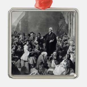 John Wesley predika Julgransprydnad Metall