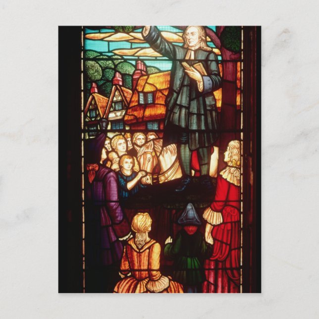 John Wesley predikar evangeliet i England Vykort (Framsida)