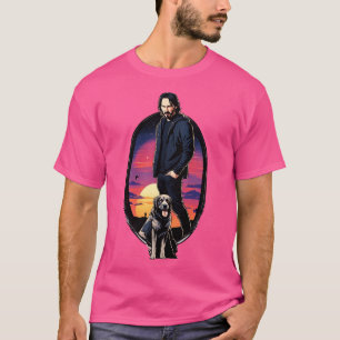 John Wick och Hans Trusty Hund Sunset Movie T Shirt